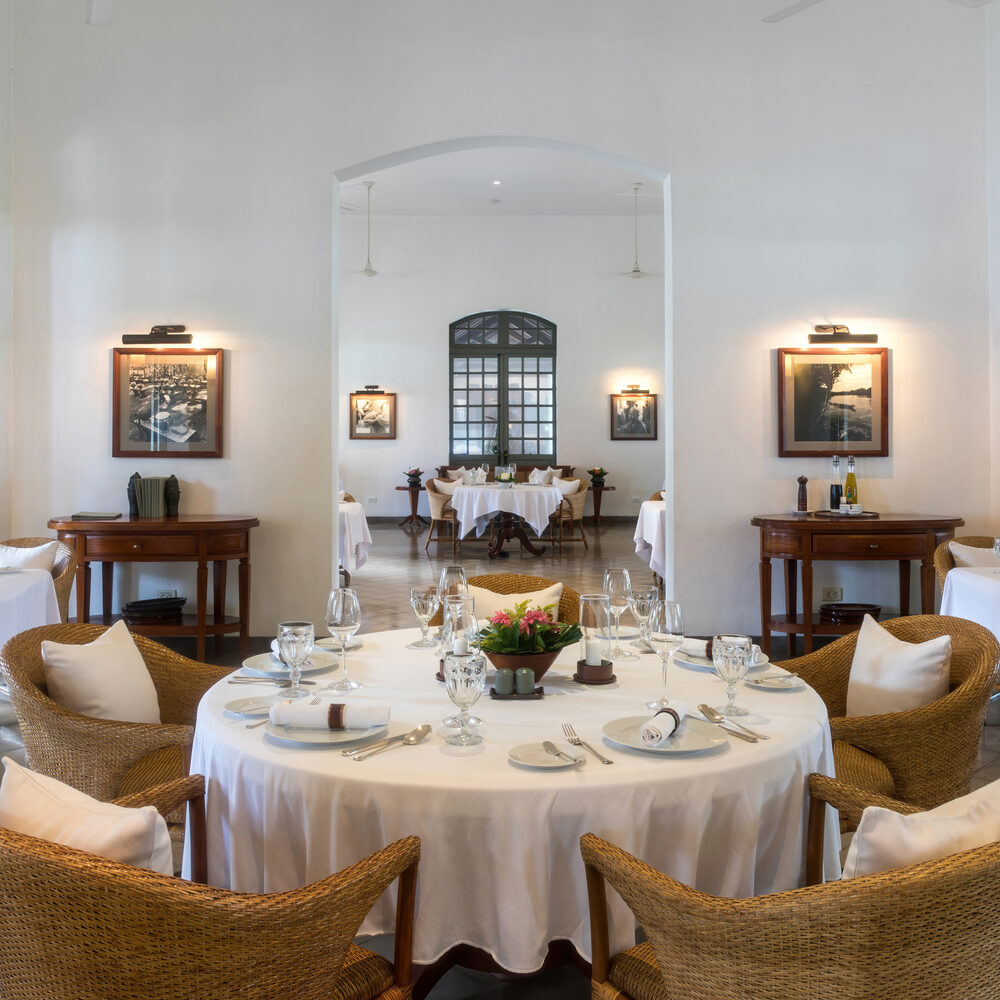 Warm restaurant dining room interior